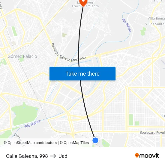 Calle Galeana, 998 to Uad map