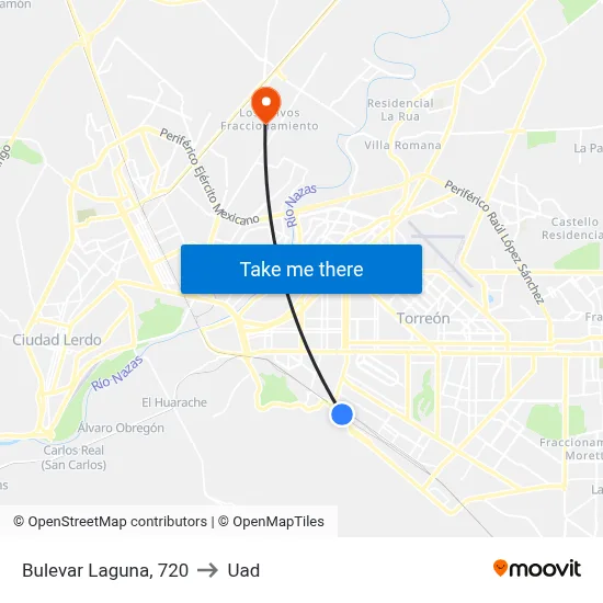 Bulevar Laguna, 720 to Uad map