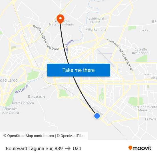 Boulevard Laguna Sur, 889 to Uad map