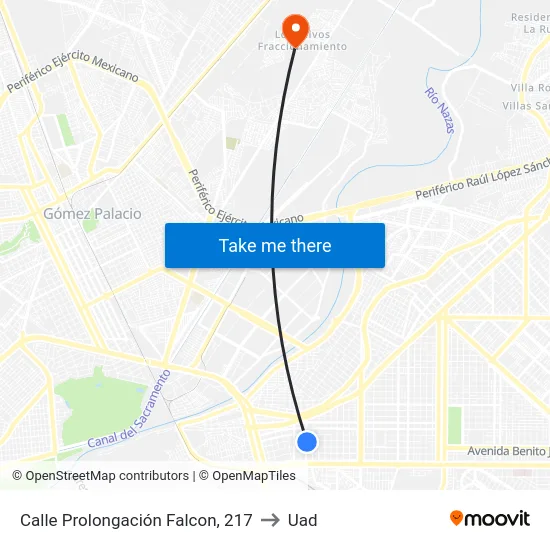 Calle Prolongación Falcon, 217 to Uad map