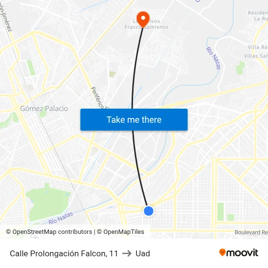 Calle Prolongación Falcon, 11 to Uad map