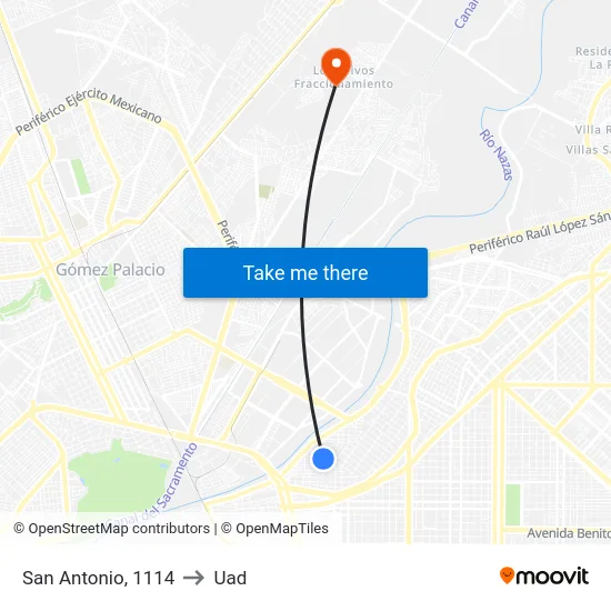 San Antonio, 1114 to Uad map