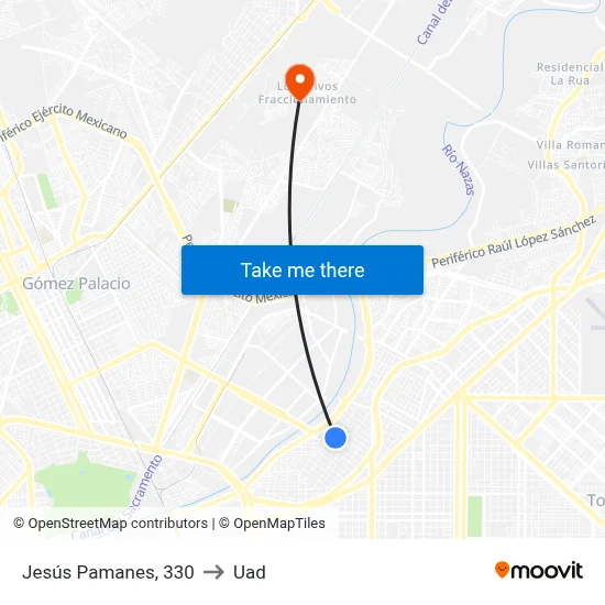 Jesús Pamanes, 330 to Uad map