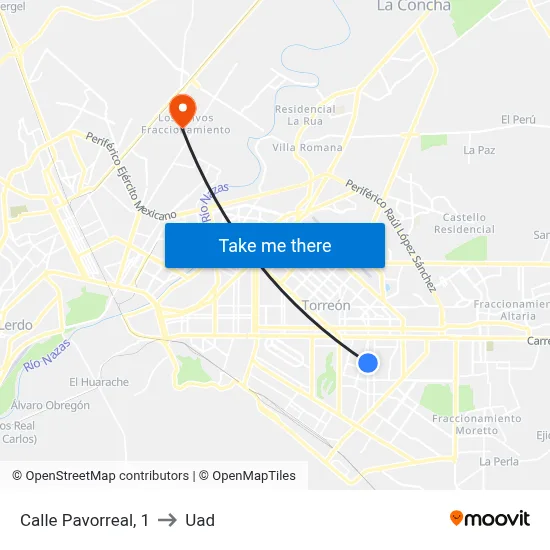 Calle Pavorreal, 1 to Uad map