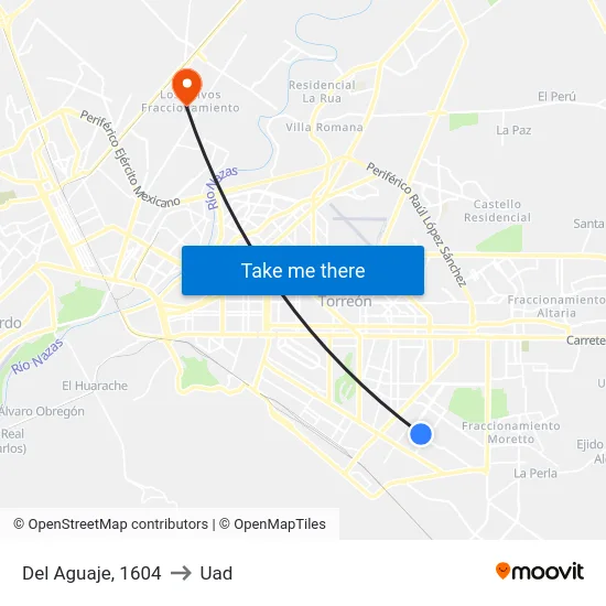 Del Aguaje, 1604 to Uad map