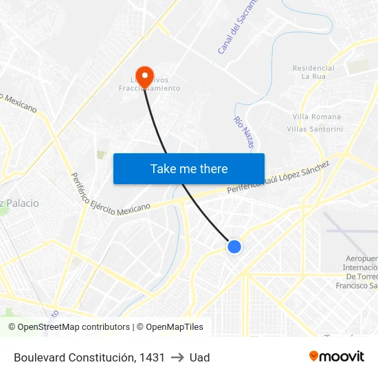 Boulevard Constitución, 1431 to Uad map