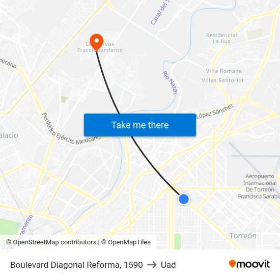 Boulevard Diagonal Reforma, 1590 to Uad map