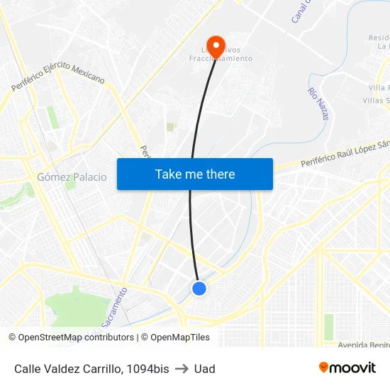 Calle Valdez Carrillo, 1094bis to Uad map