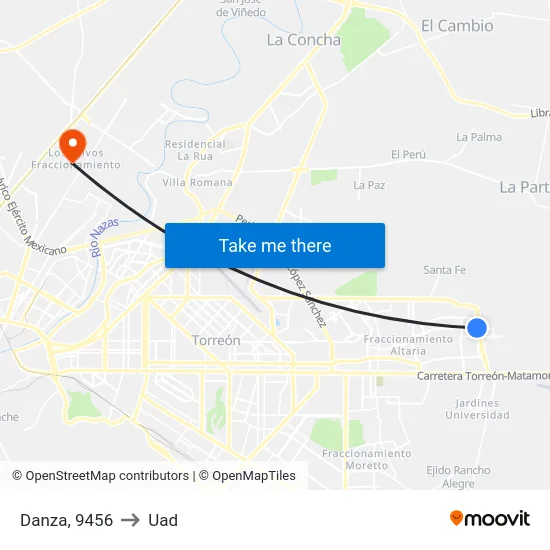 Danza, 9456 to Uad map