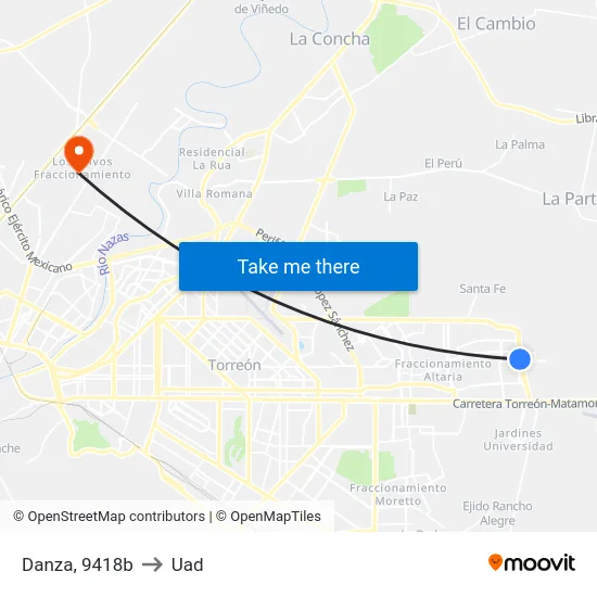 Danza, 9418b to Uad map