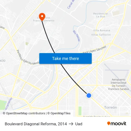 Boulevard Diagonal Reforma, 2014 to Uad map