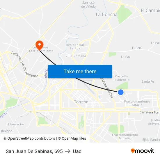 San Juan De Sabinas, 695 to Uad map