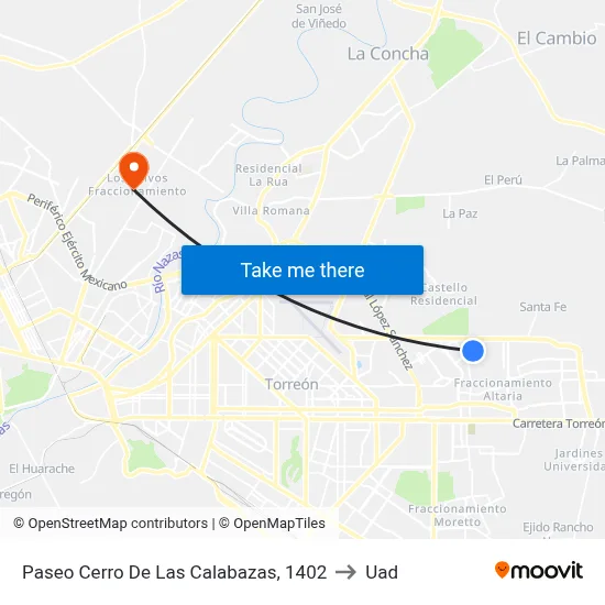 Paseo Cerro De Las Calabazas, 1402 to Uad map