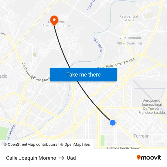 Calle Joaquin Moreno to Uad map