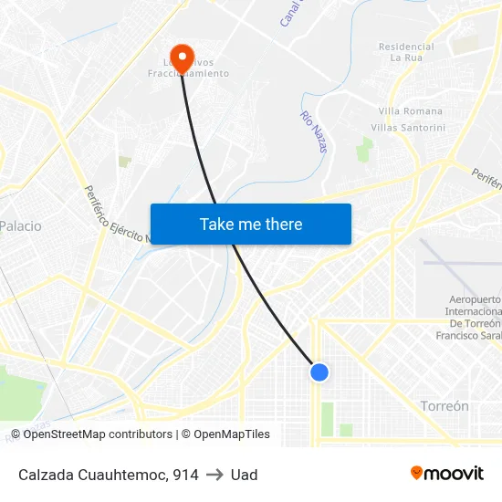 Calzada Cuauhtemoc, 914 to Uad map