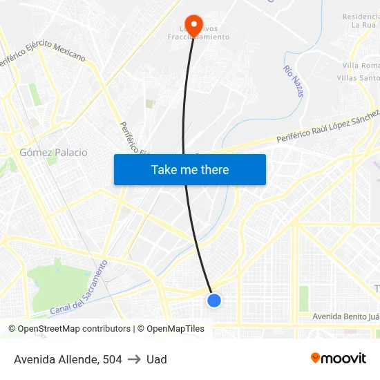 Avenida Allende, 504 to Uad map
