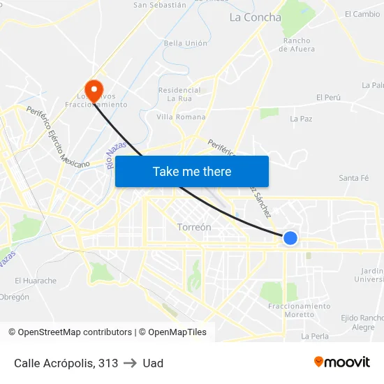 Calle Acrópolis, 313 to Uad map