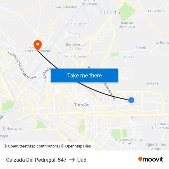 Calzada Del Pedregal, 547 to Uad map