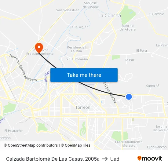 Calzada Bartolomé De Las Casas, 2005a to Uad map