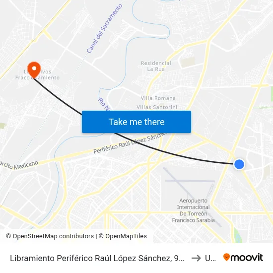 Libramiento Periférico Raúl López Sánchez, 9555 to Uad map