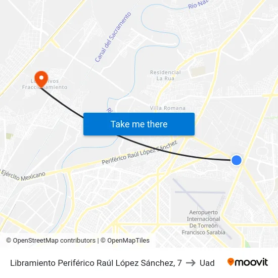 Libramiento Periférico Raúl López Sánchez, 7 to Uad map
