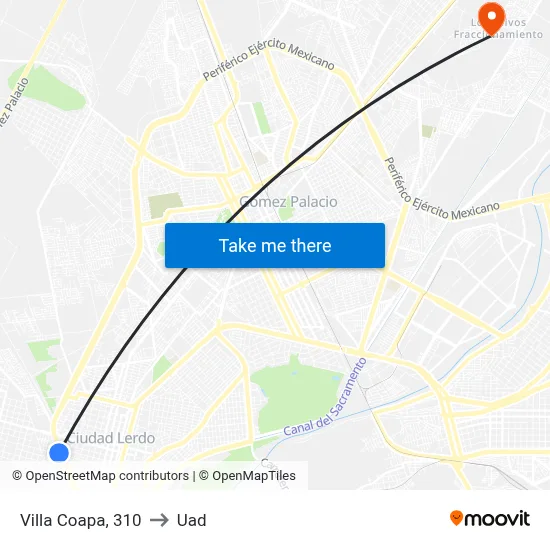 Villa Coapa, 310 to Uad map
