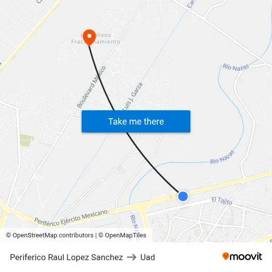 Periferico Raul Lopez Sanchez to Uad map