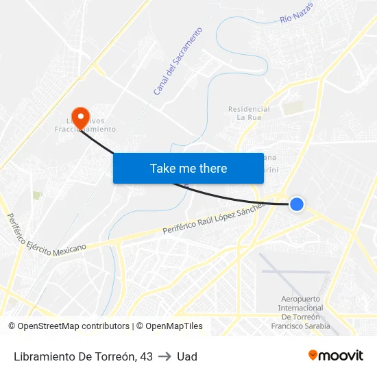 Libramiento De Torreón, 43 to Uad map