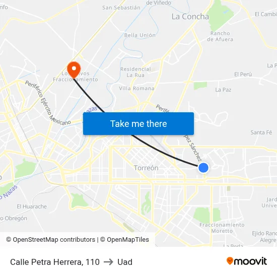 Calle Petra Herrera, 110 to Uad map