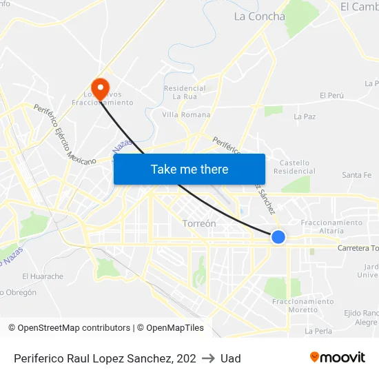 Periferico Raul Lopez Sanchez, 202 to Uad map
