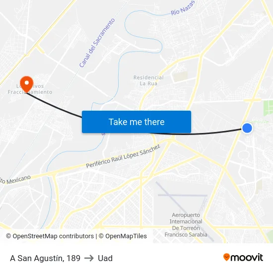 A San Agustín, 189 to Uad map