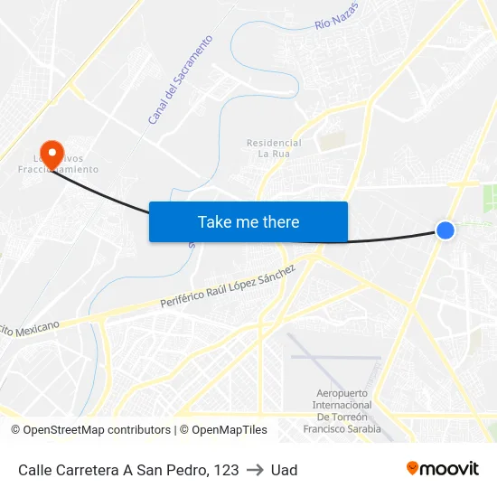 Calle Carretera A San Pedro, 123 to Uad map