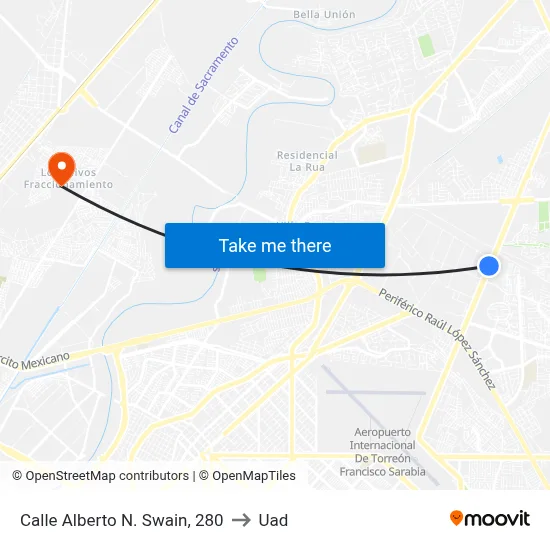 Calle Alberto N. Swain, 280 to Uad map