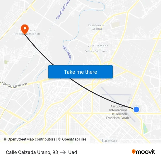 Calle Calzada Urano, 93 to Uad map