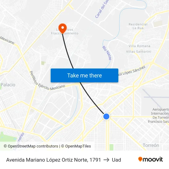 Avenida Mariano López Ortiz Norte, 1791 to Uad map