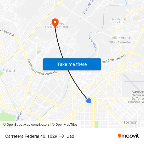 Carretera Federal 40, 1029 to Uad map