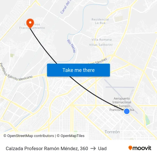 Calzada Profesor Ramón Méndez, 360 to Uad map