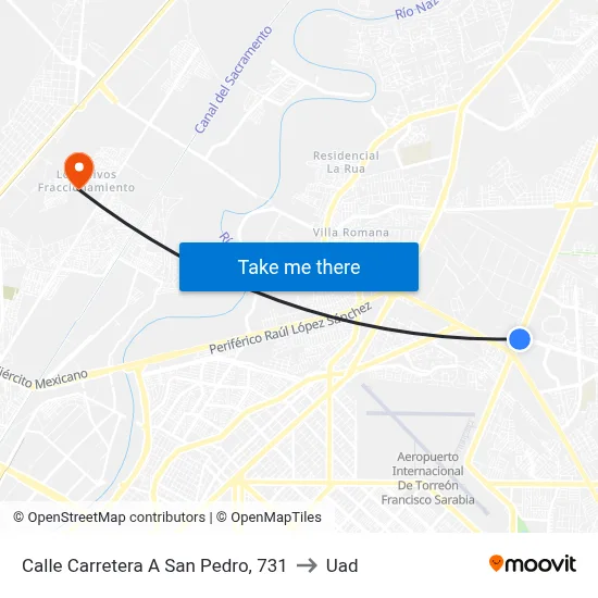 Calle Carretera A San Pedro, 731 to Uad map