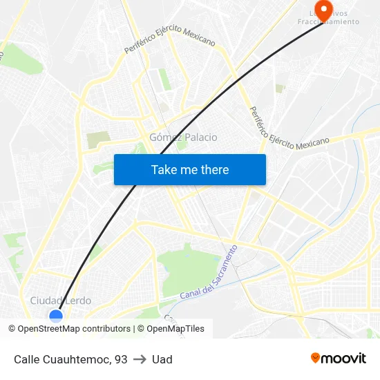 Calle Cuauhtemoc, 93 to Uad map