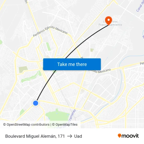 Boulevard Miguel Alemán, 171 to Uad map