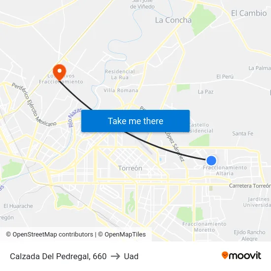 Calzada Del Pedregal, 660 to Uad map