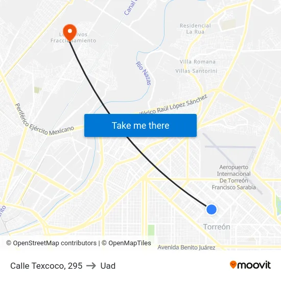 Calle Texcoco, 295 to Uad map