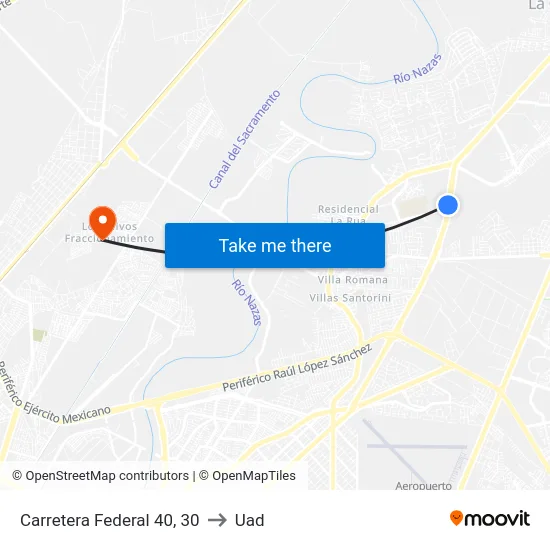 Carretera Federal 40, 30 to Uad map