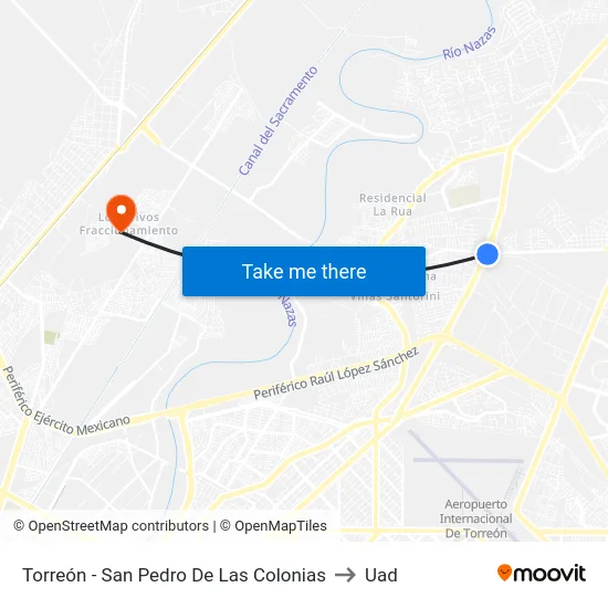 Torreón - San Pedro De Las Colonias to Uad map