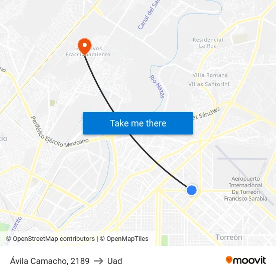 Ávila Camacho, 2189 to Uad map