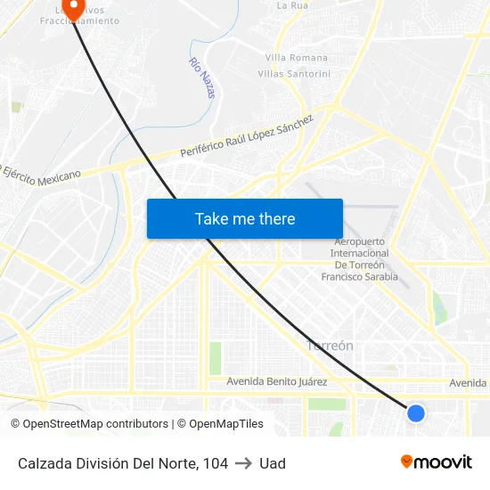 Calzada División Del Norte, 104 to Uad map