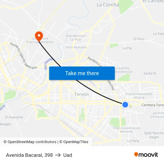 Avenida Bacaral, 398 to Uad map