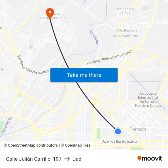Calle Julián Carrillo, 197 to Uad map