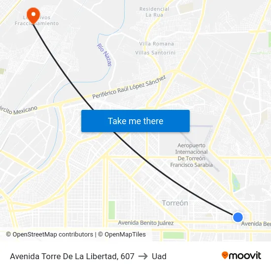 Avenida Torre De La Libertad, 607 to Uad map