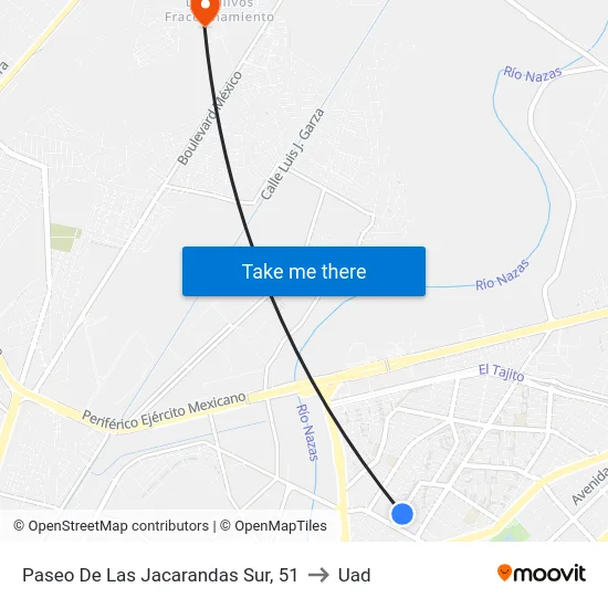 Paseo De Las Jacarandas Sur, 51 to Uad map